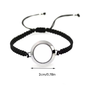 <span class=keywords><strong>Pulsera</strong></span> de ceniza con medallón de memoria viva para mujer, medallón de tornillo giratorio de acero inoxidable, abalorio flotante con urna de cordón ajustable - Product Image 2