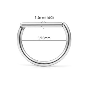 Boucles d'oreilles créoles en acier inoxydable 316L en forme de D |   Bijoux de corps hypoallergéniques et inaltérables pour mariages et fiançailles, pour femmes et hommes - Product Image 2