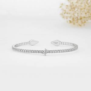 Women's Luxury 18K Solid Gold Diamond Tennis Bracelet with Pear-Shaped <b>Stones</b> for Anniversary & Wedding - Product Image 3