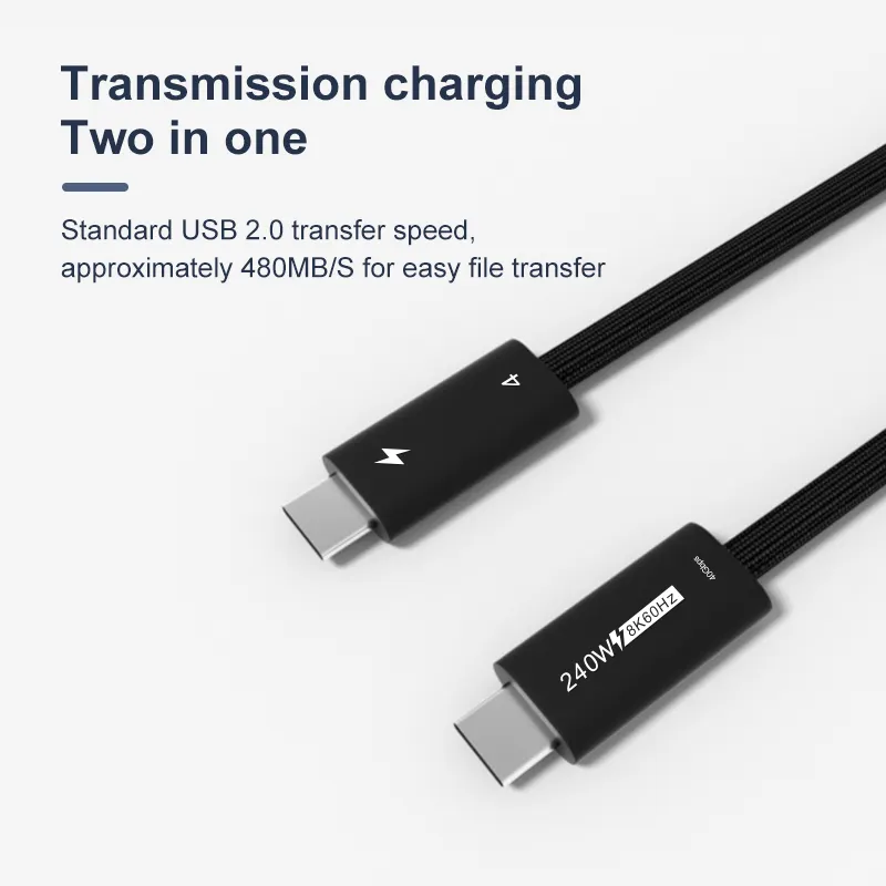 2024 New arrived Thunderbolt 4 Usb 4.0 Full-Function Data Cable 8K 60Hz High-Definition PD240W Fast Charging Cable