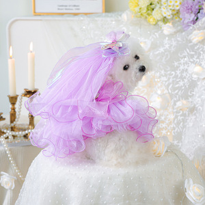 PETCIRCLE Vêtements pour animaux printemps/été, tenues pour chiens et chats, combinaison de robes de mariée féériques et de voiles - Product Image 1