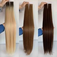 Extensions de cheveux humains vierges en gros, alignées sur les cuticules, double épaisseur, semi-naturelles, invisibles, à bandes adhésives sans couture