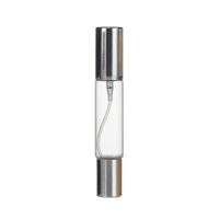 Flacon pulvérisateur cylindrique double tête en verre, marron transparent, portable, rechargeable pour parfum, longue distance - B1