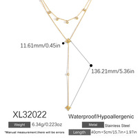 Collar en Y SUMMLY con Diseño de Estrella y Circonitas, Chapado en Oro de 18K, Acero Inoxidable, Colgante Largo, Joyería de Moda para Mujer