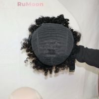 Perruques Courtes Afro Frisées Kinky en Cheveux Humains Remy Texture 4C Couleur Naturelle Cheveux de Bébé Sans Lacet Fabriquées à la Machine Vente en Gros