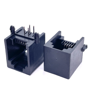 Soulin 6 p4c <span class=keywords><strong>RJ11</strong></span> connettore nero tutta plastica SMT singola porta materiale di contatto in ottone per telefono <span class=keywords><strong>presa</strong></span> femmina per applicazioni PCB - Product Image 1
