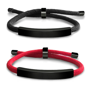 High Quality <strong>Engraved</strong> Customized Stainless Steel Blank Bar Nylon Rope Fabric Bracelets Couple Milan Rope <strong>Bangle</strong> - Product Image 3