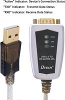 Cable Adaptador Convertidor de Puerto Serie USB 2.0 a RS422 RS485 DT-5019 Detech con Chip FTDI Compatible con Windows 11 10 8 7 XP Mac - 1.5 Pies