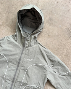 カスタム スクリーン プリント ロゴ ポリエステル100% 防風生地 ジップアップ フーディー 裾調節可能 メンズ ウインドブレーカー ジャケット - Product Image 3