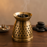 Pembakar Bakhoor Logam Desain Berlubang Dekoratif Tempat Dupa Arang Pembakar Aroma Rumah Arab