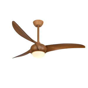 Ventilateur de plafond avec éclairage suspendu, couleur grain de bois, idéal pour l'été - Product Image 1