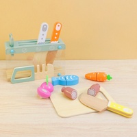 Set Dapur Mini Mainan untuk Anak-Anak, Peralatan Memasak Pura-Pura dengan Bahan Kayu dan PC, Set Mainan Prasekolah dalam Kemasan Kotak