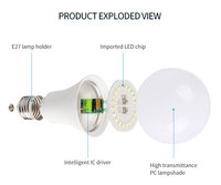 Ampoule LED E27 A60 9W de l'Usine Zhongshan, Ampoule Forme A 5W 7W 9W 12W 15W 18W, Culot E27 B22
