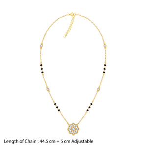 Collier Mangalsutra en argent sterling et or indien traditionnel moderne avec diamants de laboratoire fantaisie pour femmes, à porter pour les fêtes, Mehtab - Product Image 6