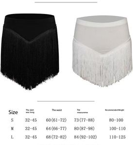 تنورة رقص سوداء بشرّابات على شكل حرف V، تنورة لاتينية وسالسا للحفلات والرقصات، تنورة قصيرة مثيرة للنساء - Product Image 6