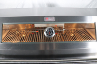 Cuisine extérieure entièrement en acier inoxydable avec fenêtre de visualisation, barbecue à gaz 6 brûleurs avec roulettes