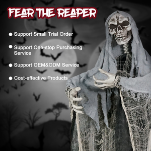 Ruang hantu Halloween, ruang hantu pesta horor, prop kacamata aksi langsung kerangka bercahaya dengan jubah - Product Image 5