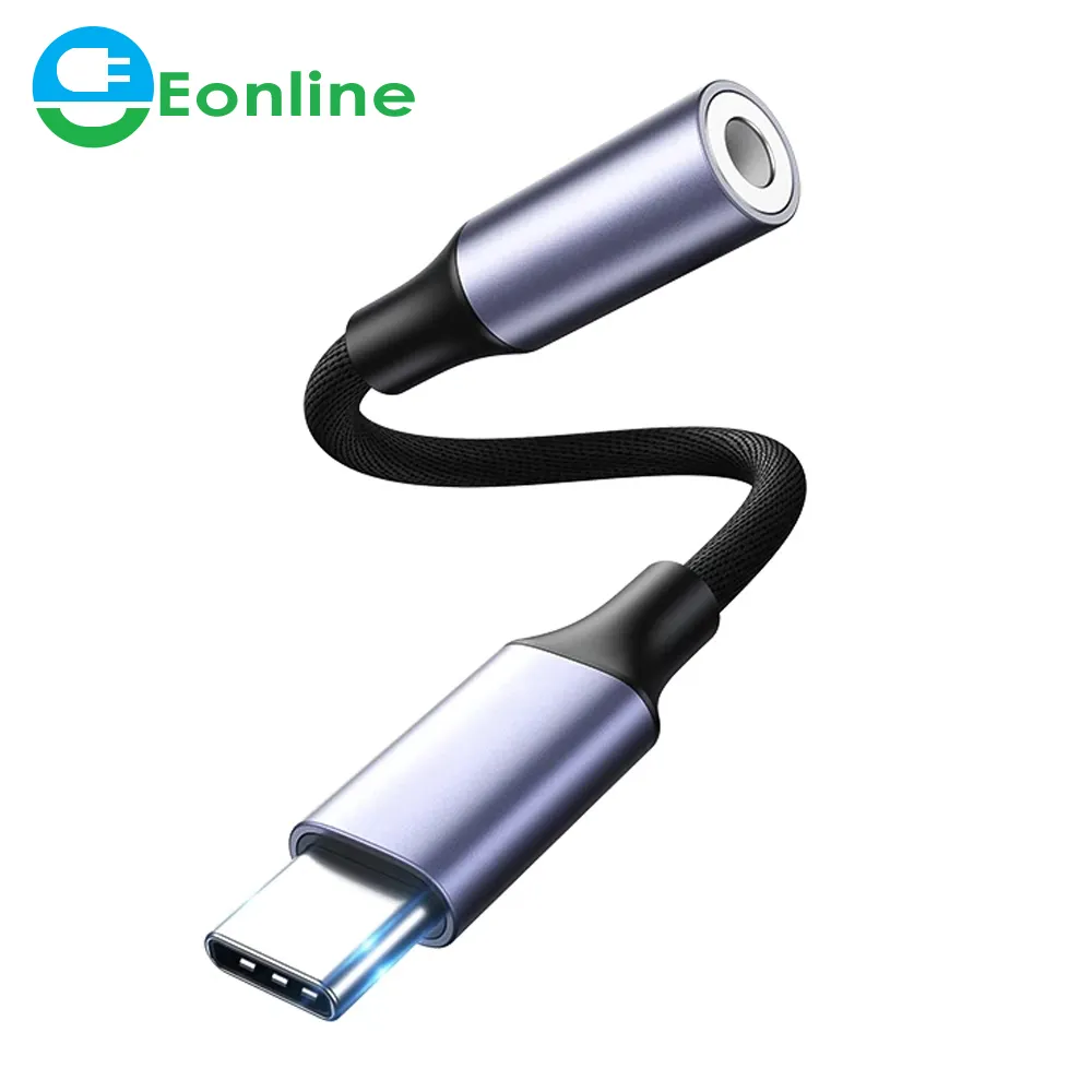 Eonline 3D Girl USB Type C à 3.5mm Adaptateur auxiliaire Type-c 3.5 Jack Câble audio Câble pour écouteurs pour Samsung Galaxy S22 S21 Huawei P50