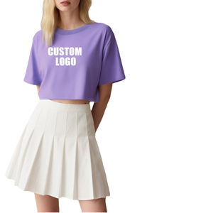 T-shirt court imprimé écologique et respirant pour femme, en coton, style streetwear décontracté, manches courtes, mode printemps, logo personnalisé - Product Image 1