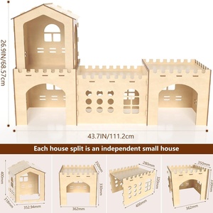 Usmilpet Villa di lusso Chateau conigliera grande capacità in legno Cottage artigianale bottone per <span class=keywords><strong>coniglio</strong></span> nano - Product Image 5