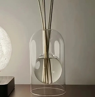 Vas Kaca Dinding Ganda Bening Borosilikat Tiup Tangan Khusus, Botol Diffuser Minyak Esensial untuk Dekorasi Rumah