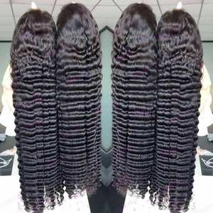 Peluca frontal de encaje HD 13x6 de cabello humano virgen vietnamita, ondulada, 250% de densidad, rizada, sin pegamento, para mujeres afroamericanas - Product Image 3