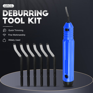 Lot de 12 couteaux à débavurer manuels de qualité industrielle avec manche en plastique, rotation à 360°, lames pour le métal, l'impression 3D et le caoutchouc - Product Image 1