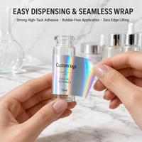 Étiquettes de flacons holographiques dorées avec logo personnalisé, autocollants laser arc-en-ciel imperméables pour flacons de sérum de soin de la peau de 10 ml