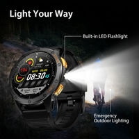 Montre connectée K67 avec GPS intégré, écran AMOLED 1,43 pouces, batterie 530 mAh, lampe torche LED, boussole, baromètre, robuste, pour homme