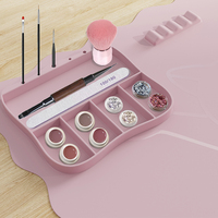 Tapis de table à ongles pliables à double face avec motif rose et logo personnalisé, protection pour le travail