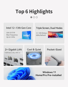 มินิพีซีรุ่นใหม่ Alder Lake-H I5-1235U 10 คอร์ DDR4 สูงสุด 64GB USB4/Type-C USB3.2 WIFI6 11 Pro PH100X โปรเซสเซอร์ประสิทธิภาพสูง - Product Image 6