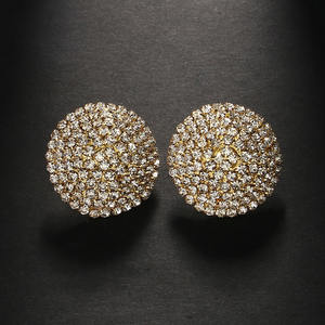 Trendy Plated Micro-Inlaid Round Stud <b>Earrings</b> for Women <b>Wedding</b> Anniversary Gift - Product Image 3