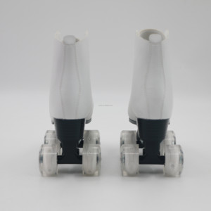 Bán Buôn Màu Trắng PU Ánh Sáng Bánh Xe Long Lanh Shinning Da Quad Skate Patines Đôi Roller Skate Giày - Product Image 5