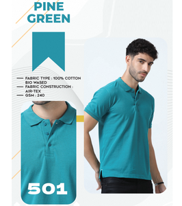 T-shirt polyvalent en tissu 100% coton bio-lavé pour homme, 240 GSM, tissu doux, confortable et durable, adapté à un usage quotidien décontracté - Product Image 1