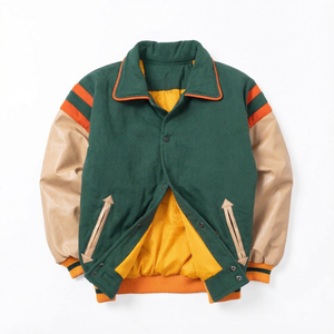 Chaqueta Varsity Personalizada con Bloques de Color para Hombre, Abrigo Letterman de Lana y Viscosa, Corte Regular, Ropa Exterior Casual Universitaria - Product Image 1