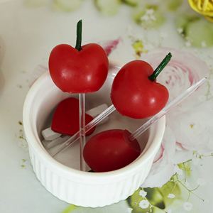 3D <strong>Red</strong> Cherry Shaped Birthday Cake <strong>Candles</strong> 3 Pcs Set for Birthday Party Decoration - Product Image 5