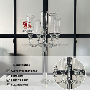 Bougeoir en cristal à 5 bras lisse, très vendu, pour mariages, anniversaires, banquets - Décoration pour la Saint-Valentin - Product Image 2