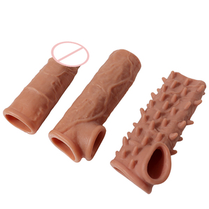 Wieder verwendbarer Penis ärmel Extender Realistischer Penis Kondom Silikon verlängerung Sexspielzeug für Männer Schwanz ver größerer Funda Para Pene - Product Image 6
