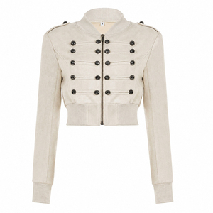 Button Down Ribbed <b>Patchwork</b> Cropped Jacket, Knit Short Jacket, Casual Long Sleeve <b>Top</b>, Y2K Retro Streetwear Fashion - Product Image 6