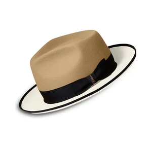 Chapeau Fedora en laine kaki avec bande noire et bord blanc, taille adulte unisexe 56-58CM, style européen décontracté printemps-été - Product Image 2