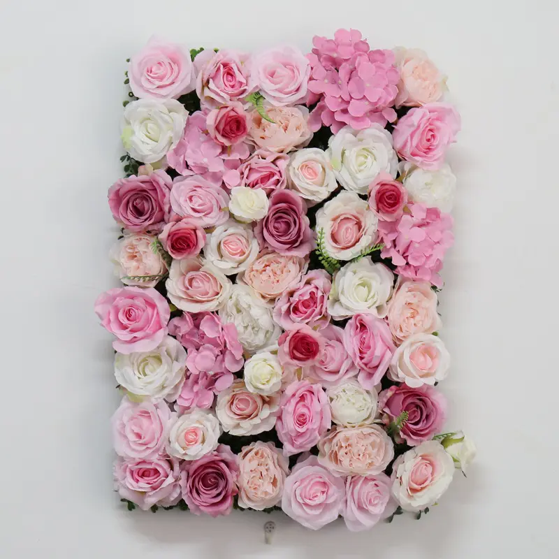 40*60 सेमी गुलाबी फूल पृष्ठभूमि पार्टी सजावट या शादी की पार्टी सजावटी फूल हरी पत्तियां कृत्रिम पौधे की दीवार