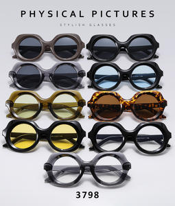 2024最新のベスト安いカスタムユニセックスサングラスファッションラウンドサングラスクラシックスクエアユニセックスヴィンテージサングラス - Product Image 5