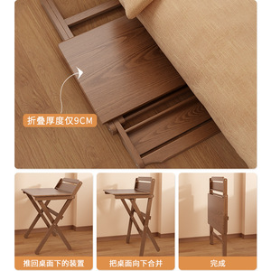 Folding Solid Wood Study <b>Desk</b> For Home Office Bedroom <b>Small</b> Apartment Bedside Table Simple Work <b>Desk</b> - Product Image 4