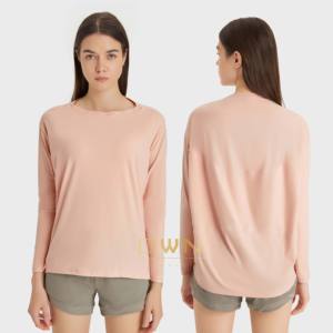 2024 nuevo casual suelto de secado rápido transpirable de doble cara cepillado súper suave mujeres fitness manga larga yoga camisetas top - Product Image 4