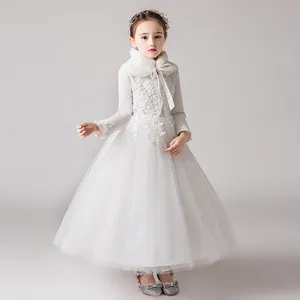 Vestido infantil de princesa, vestido de dama de honra para casamento, vestido formal de dama de honra, longo