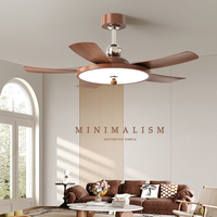 Usine Directement Vente CB CE SAA Certifié 52 Pouces Intérieur LED Ventilateur De Plafond Lumière 5 Lames pour Salon Chambre En Bois De Noyer