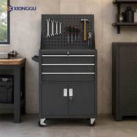 Coffre à outils mobile pour mécanicien avec dessus en panneau perforé, tiroirs verrouillables, armoire roulante en acier pour garage et atelier