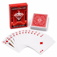 Cartes à Jouer Personnalisées avec Logo Familial, Design Rouge, Écologiques, Durables, Coins Arrondis, Papier Gris 280g, Finition Vernie, Boîte en Papier