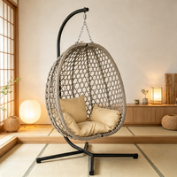 Fauteuil suspendu moderne en rotin pliable et détachable, style œuf, avec coussin, pour salon, hamac individuel, chaise balançoire nid d'abeille, structure en acier