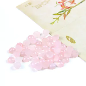 Hot Selling Rose Quartz Natural Stone Carved Gemstone Round Cabochons Pendant For Necklace Rings Jewelry Making Crafts